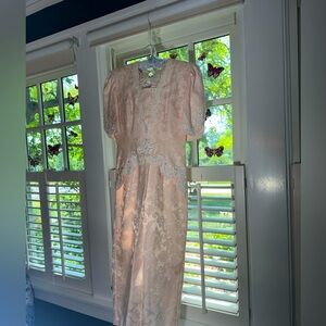 Vintage Scott McClintock Women's Pink Cotton Blend Floral Lace Dress VTG size 4